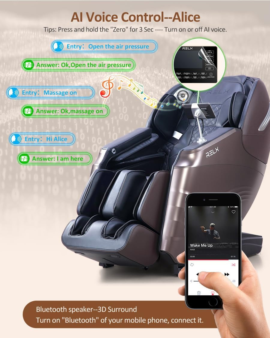 Massage Chair Full Body, 15 Modes Zero Gravity Sl-Track Shiatsu Massage Chair Built-In Heat System, Airbag Massage with Body Scan, Deep Yoga Stretch, Calfrest Extension and AI Control(Brown)