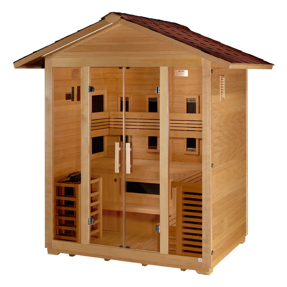 5 Person Hybrid Full Spectrum IR or Traditional Stove Outdoor Sauna