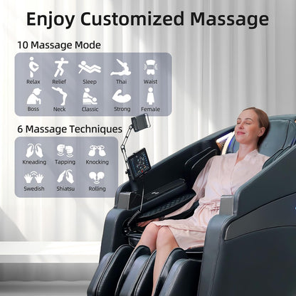 4D Massage Chair Full Body Recliner with Heat – Zero Gravity EX-SL Track Shiatsu Massage Chair for Home Office with AI Voice, 7" Touch Screen, Wireless Charging,Neck & Shoulder Relief Mom/Dad/Wife