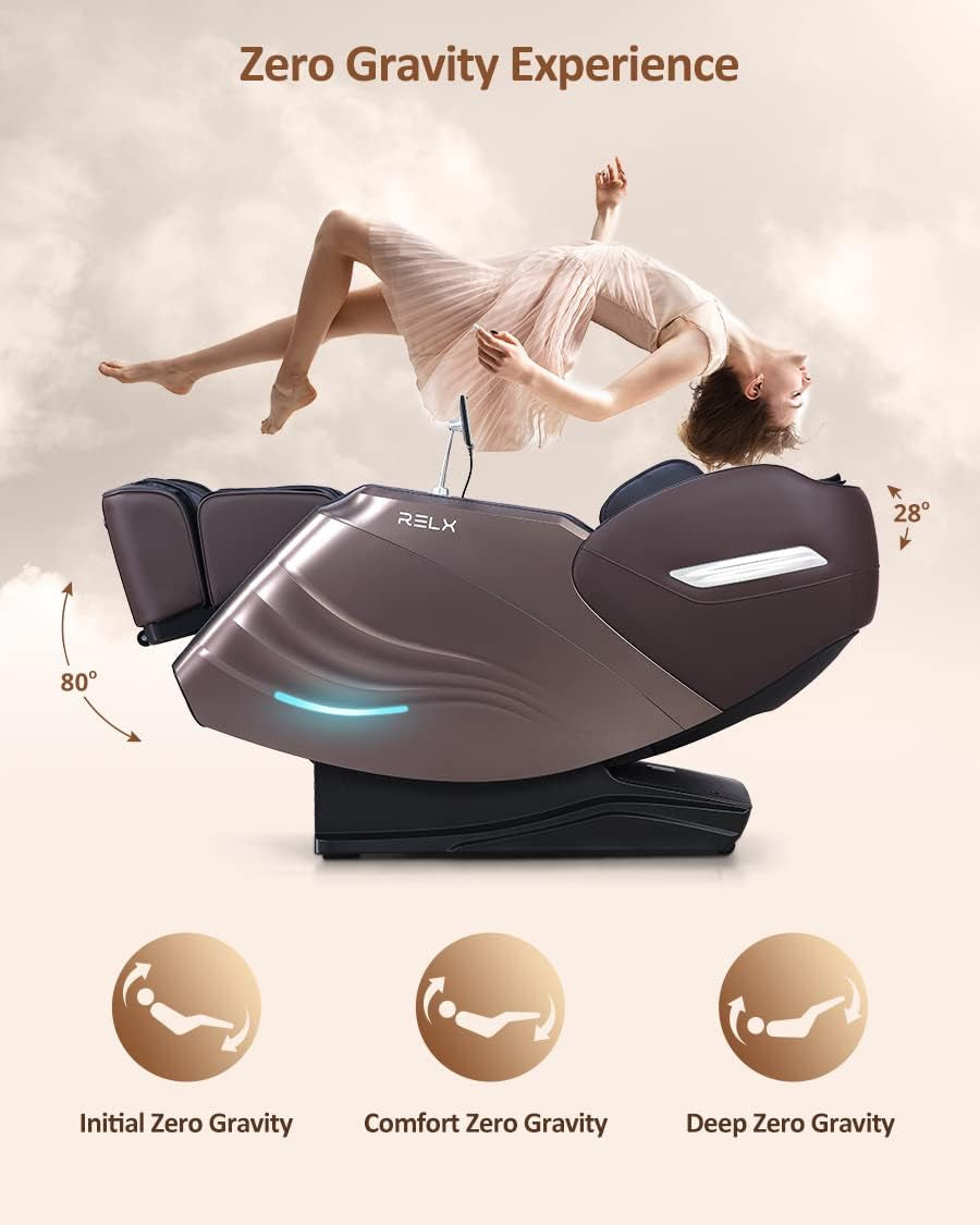 Massage Chair Full Body, 15 Modes Zero Gravity Sl-Track Shiatsu Massage Chair Built-In Heat System, Airbag Massage with Body Scan, Deep Yoga Stretch, Calfrest Extension and AI Control(Brown)