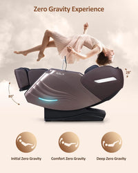 Massage Chair Full Body, 15 Modes Zero Gravity Sl-Track Shiatsu Massage Chair Built-In Heat System, Airbag Massage with Body Scan, Deep Yoga Stretch, Calfrest Extension and AI Control(Brown)
