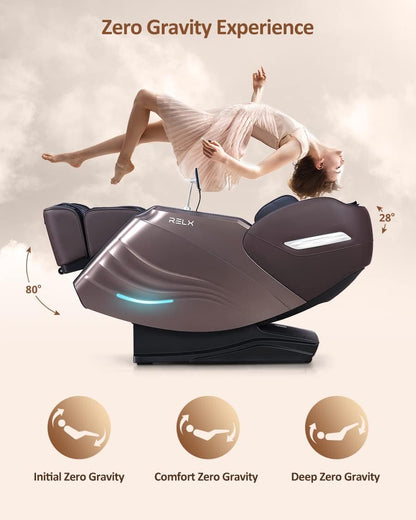 Massage Chair Full Body, 15 Modes Zero Gravity Sl-Track Shiatsu Massage Chair Built-In Heat System, Airbag Massage with Body Scan, Deep Yoga Stretch, Calfrest Extension and AI Control(Brown)