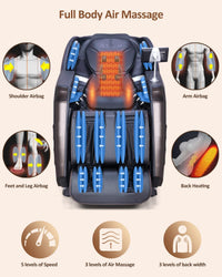 Massage Chair Full Body, 15 Modes Zero Gravity Sl-Track Shiatsu Massage Chair Built-In Heat System, Airbag Massage with Body Scan, Deep Yoga Stretch, Calfrest Extension and AI Control(Brown)