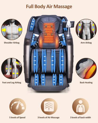Massage Chair Full Body, 15 Modes Zero Gravity Sl-Track Shiatsu Massage Chair Built-In Heat System, Airbag Massage with Body Scan, Deep Yoga Stretch, Calfrest Extension and AI Control(Brown)