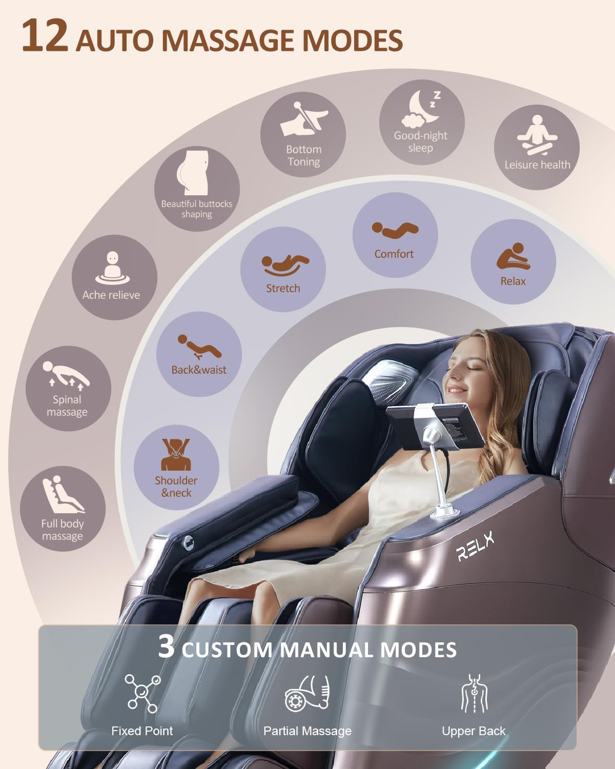 Massage Chair Full Body, 15 Modes Zero Gravity Sl-Track Shiatsu Massage Chair Built-In Heat System, Airbag Massage with Body Scan, Deep Yoga Stretch, Calfrest Extension and AI Control(Brown)
