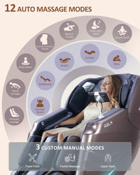 Massage Chair Full Body, 15 Modes Zero Gravity Sl-Track Shiatsu Massage Chair Built-In Heat System, Airbag Massage with Body Scan, Deep Yoga Stretch, Calfrest Extension and AI Control(Brown)