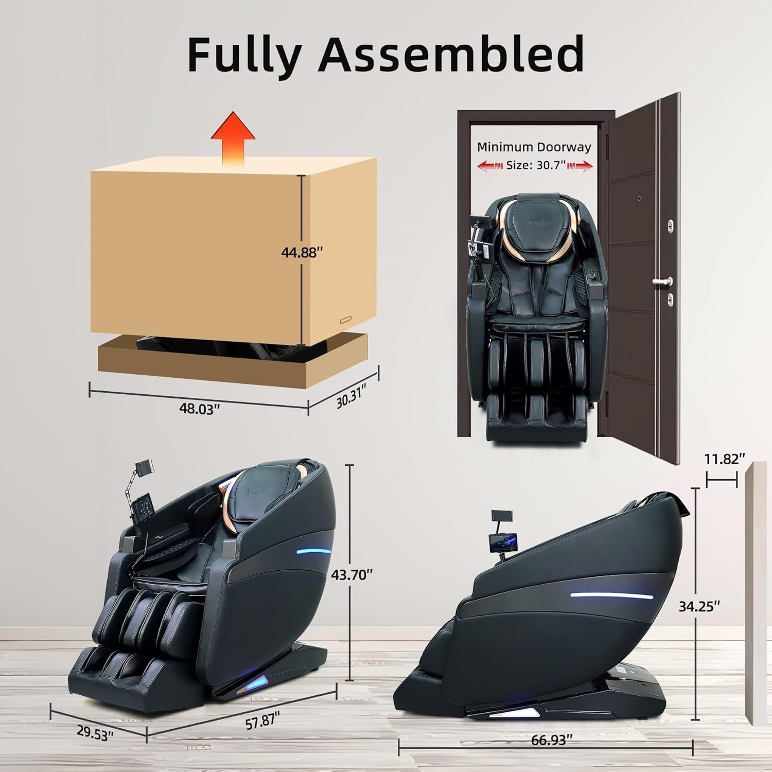 4D Massage Chair Full Body Recliner with Heat – Zero Gravity EX-SL Track Shiatsu Massage Chair for Home Office with AI Voice, 7" Touch Screen, Wireless Charging,Neck & Shoulder Relief Mom/Dad/Wife