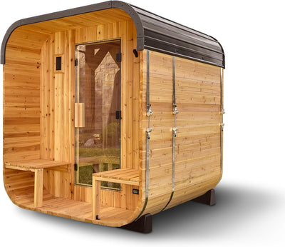 2-4 Person Cedar Cube Sauna with Porch & Wi-Fi