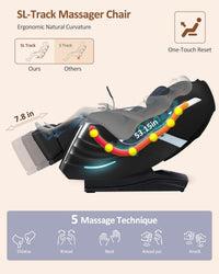 Massage Chair Full Body, 20 Modes Zero Gravity Sl-Track Shiatsu Massage Chair Built-In Heat System, Airbag Massage with Body Scan, Deep Yoga Stretch, Calfrest Extension and AI Control(Black)