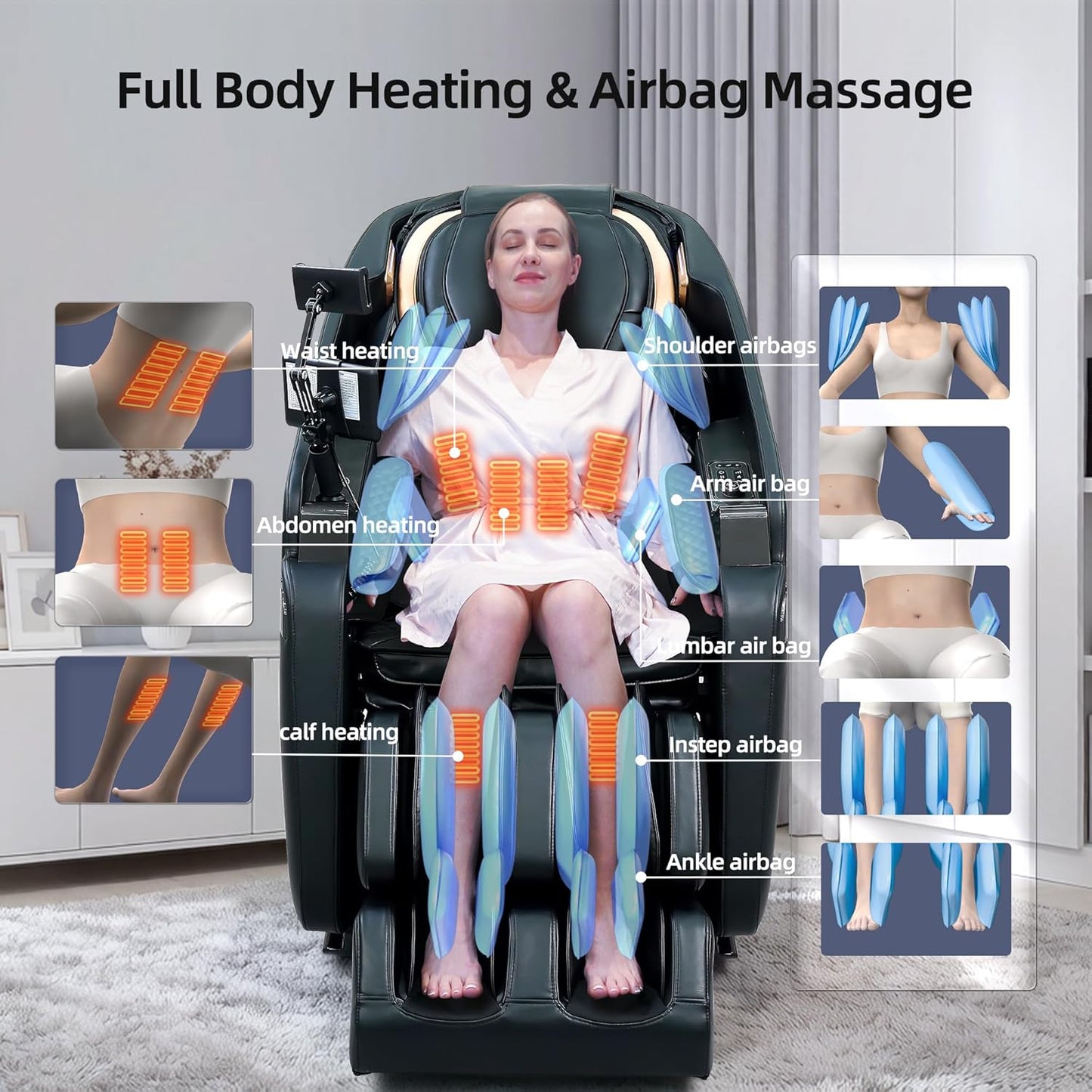 4D Massage Chair Full Body Recliner with Heat – Zero Gravity EX-SL Track Shiatsu Massage Chair for Home Office with AI Voice, 7" Touch Screen, Wireless Charging,Neck & Shoulder Relief Mom/Dad/Wife
