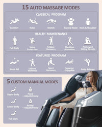 Massage Chair Full Body, 20 Modes Zero Gravity Sl-Track Shiatsu Massage Chair Built-In Heat System, Airbag Massage with Body Scan, Deep Yoga Stretch, Calfrest Extension and AI Control(Black)
