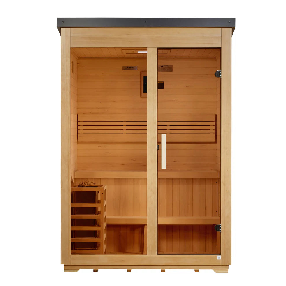 3 Person Traditional Outdoor Steam Sauna - Flat Roof