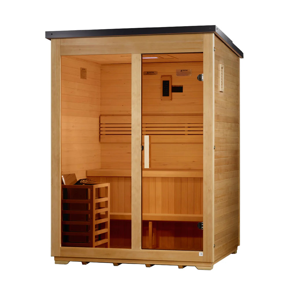 3 Person Traditional Outdoor Steam Sauna - Flat Roof
