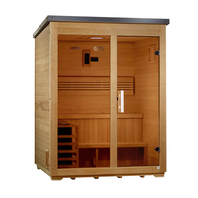 3 Person Traditional Outdoor Steam Sauna - Flat Roof