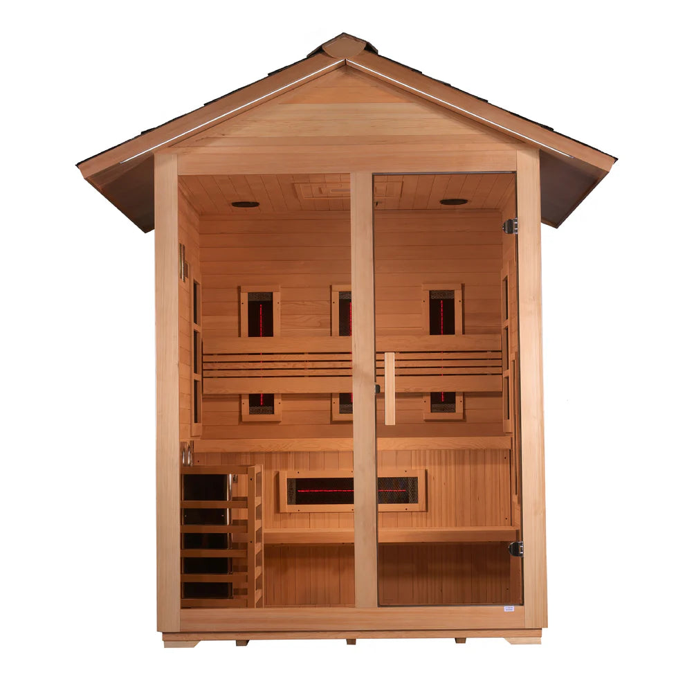 3 Person Hybrid Full Spectrum IR or Traditional Stove Outdoor Sauna