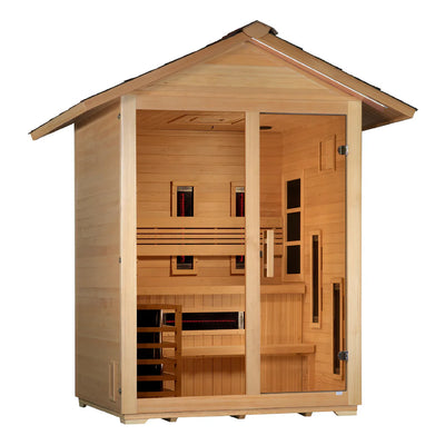 3 Person Hybrid Full Spectrum IR or Traditional Stove Outdoor Sauna