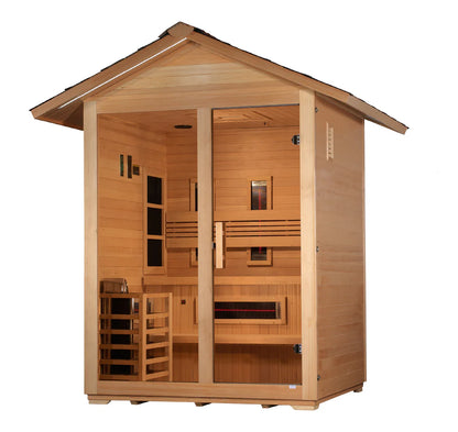 3 Person Hybrid Full Spectrum IR or Traditional Stove Outdoor Sauna