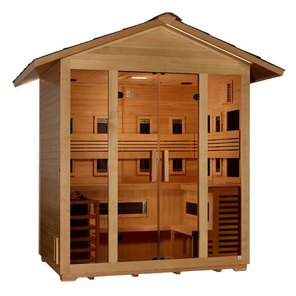 5 Person Hybrid Full Spectrum IR or Traditional Stove Outdoor Sauna