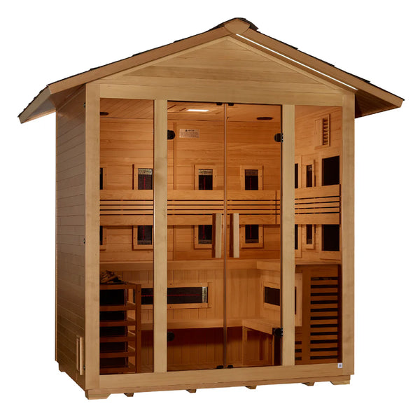 5 Person Hybrid Full Spectrum IR or Traditional Stove Outdoor Sauna, Golden Designs (GDI-8125-01)