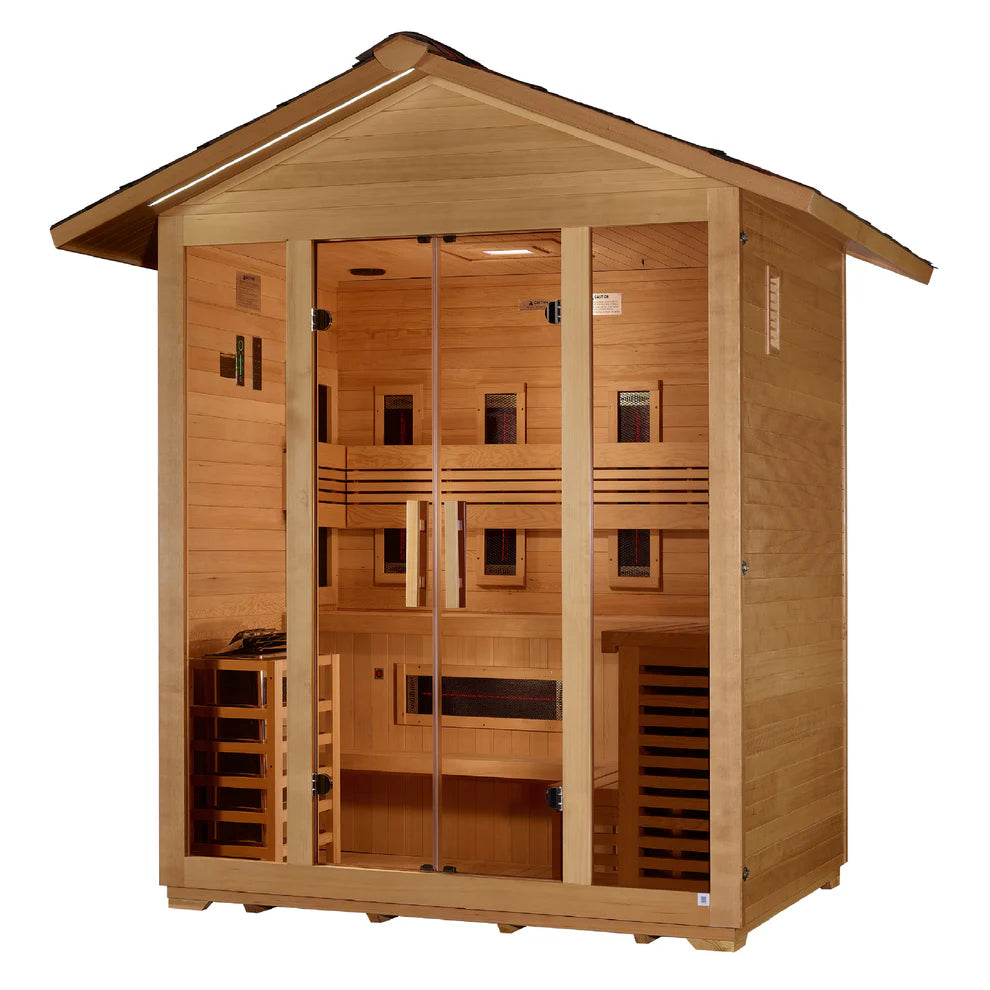 5 Person Hybrid Full Spectrum IR or Traditional Stove Outdoor Sauna