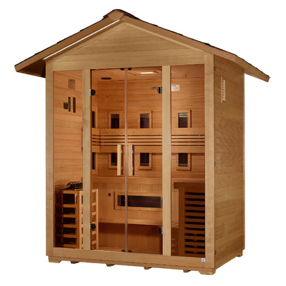 5 Person Hybrid Full Spectrum IR or Traditional Stove Outdoor Sauna