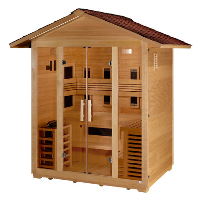 5 Person Hybrid Full Spectrum IR or Traditional Stove Outdoor Sauna