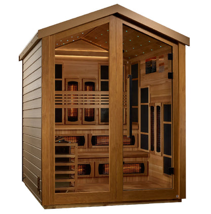 Golden Designs 6 Person Barn Hybrid Full Spectrum IR or Traditional Outdoor Sauna