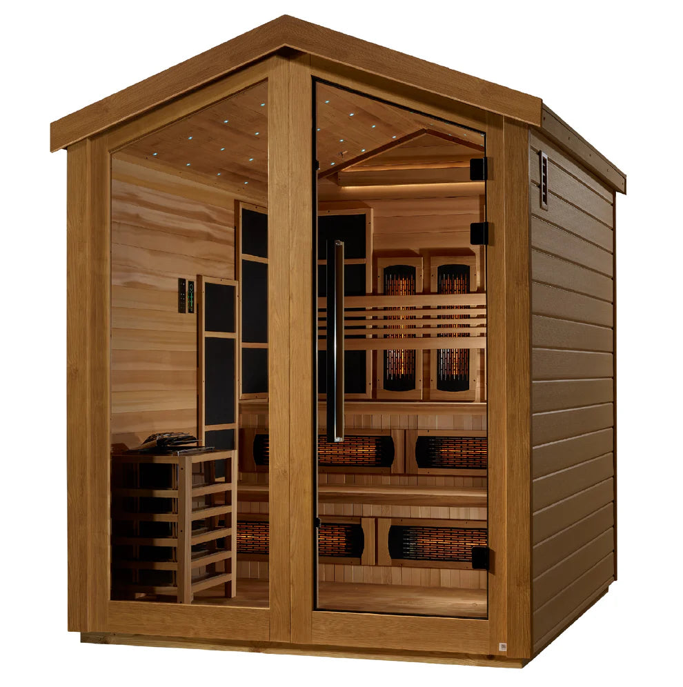 Golden Designs 6 Person Barn Hybrid Full Spectrum IR or Traditional Outdoor Sauna