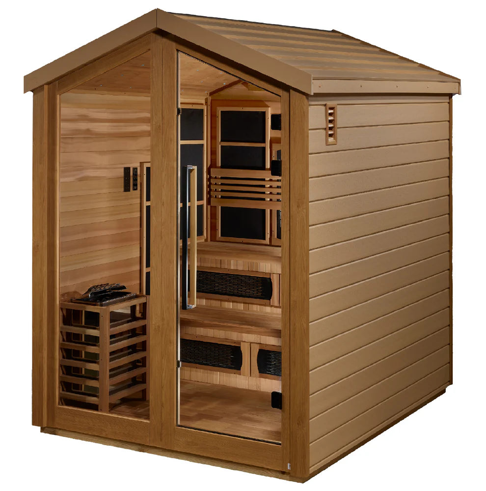 Golden Designs 6 Person Barn Hybrid Full Spectrum IR or Traditional Outdoor Sauna