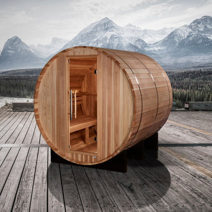 4 Person Barrel with Bronze Privacy View Traditional Sauna