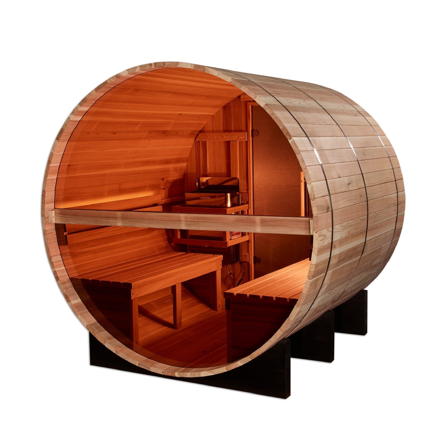4 Person Barrel with Bronze Privacy View Traditional Sauna
