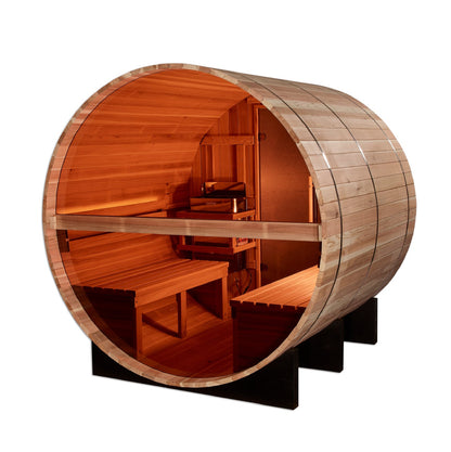 4 Person Barrel with Bronze Privacy View Traditional Sauna