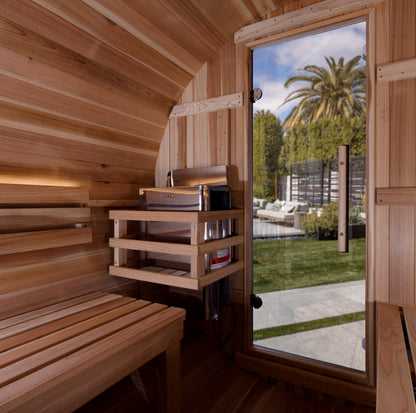 4 Person Barrel with Bronze Privacy View Traditional Sauna