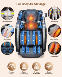 Massage Chair Full Body, 20 Modes Zero Gravity Sl-Track Shiatsu Massage Chair Built-In Heat System, Airbag Massage with Body Scan, Deep Yoga Stretch, Calfrest Extension and AI Control(Black)