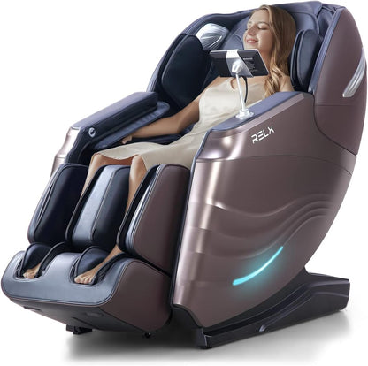 Massage Chair Full Body, 15 Modes Zero Gravity Sl-Track Shiatsu Massage Chair Built-In Heat System, Airbag Massage with Body Scan, Deep Yoga Stretch, Calfrest Extension and AI Control(Brown)